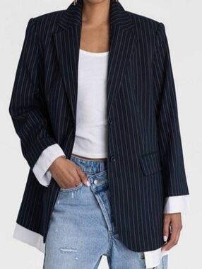 KBB by KAHLANA The ShirtBlazer Navy/White Striped XXL
